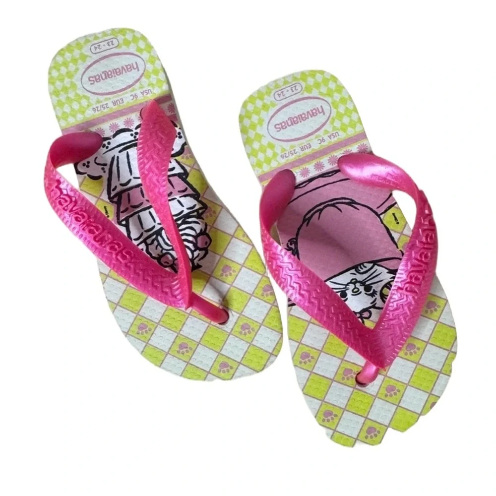 Havaianas Disney Aristocats Pink Flip Flops Toddler Girls Size 9 Cute Summer